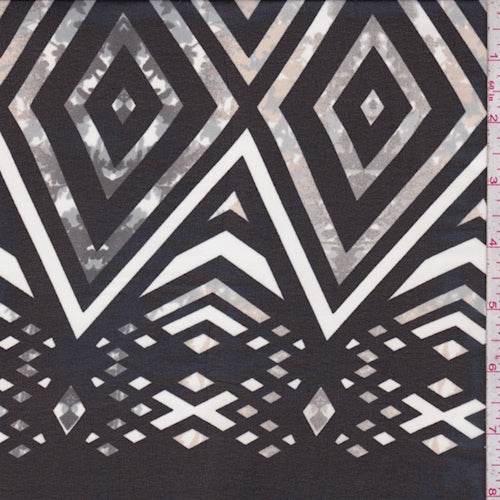 Black/Grey/White Diamond Chiffon Fabric