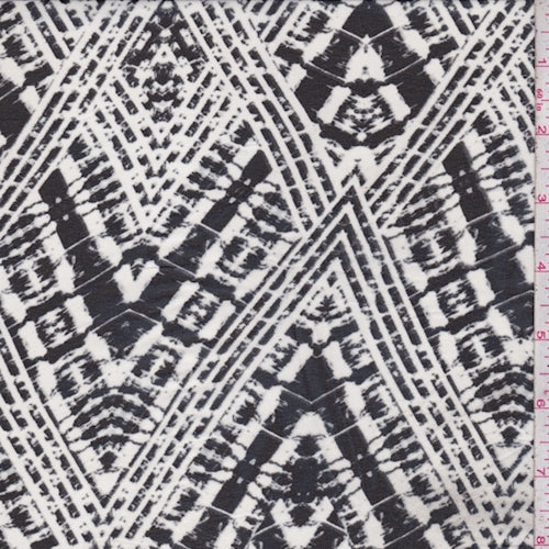 Black/Pearl Zig Zag Diamond Chiffon Fabric