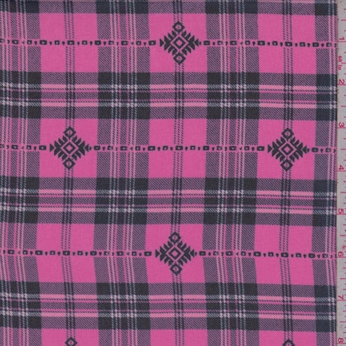 Hot Pink/Black Tartan Plaid Chiffon Fabric