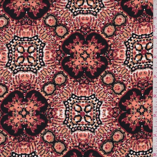 Salmon/Berry Medallion Crepe Georgette Fabric