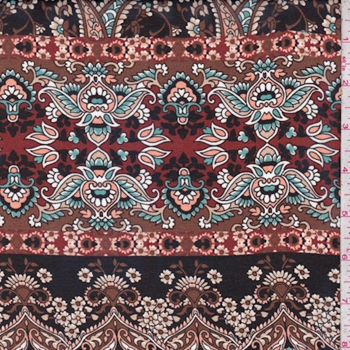 Black/Beige Multi Stylized Stripe Chiffon Fabric