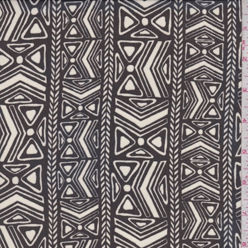 2 1/4 YD PC-Black/Bone Tribal Stripe Chiffon Fabric