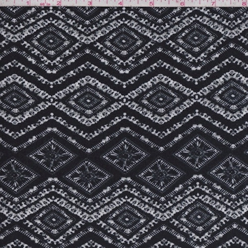 Black/White Deco Diamond Jersey Knit Fabric