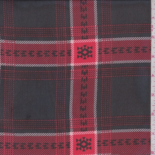Black/Red Plaid Chiffon Fabric