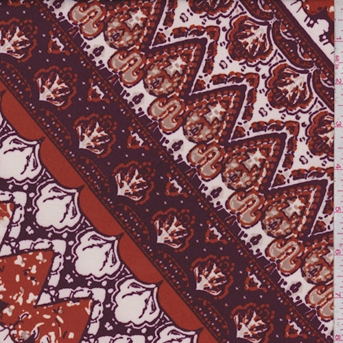 5 YD PC-ITY Burnt Orange/Purple Deco Stripe Jersey Knit Fabric