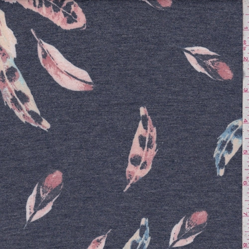 2 YD PC-Heather Ink Blue Feather Baby French Terry Knit Fabric