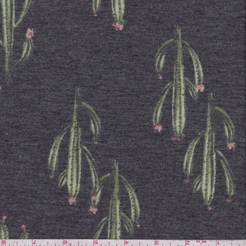 3 YD PC-Black Cactus Baby French Terry Knit Fabric