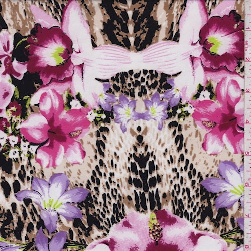 ITY Brown-Pink Snakeskin Floral Jersey Knit Fabric
