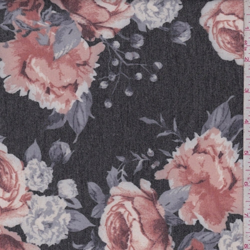 Heather Black/Copper Rose Baby French Terry Knit Fabric
