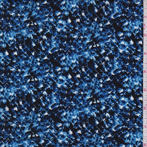 Sky/Ocean/Black Kaleidescope Pebble Crepe Fabric
