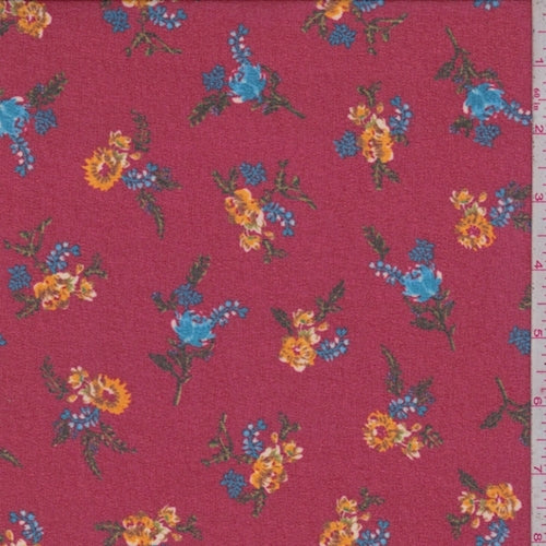 3 1/4 YD PC-Ruby Floral Sprig Crepe Chiffon Fabric
