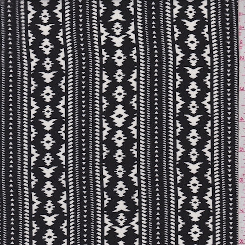 Black/White Zig Zag Stripe Challis Fabric