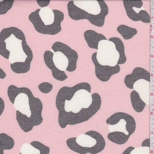 Rose Pink/Slate Leopard Jersey Knit Fabric
