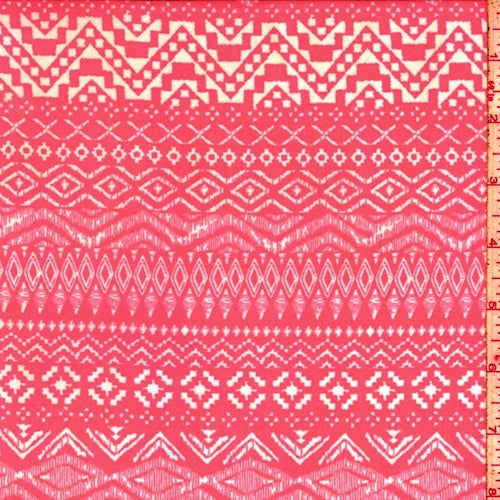 Day Glo Pink/White Tribal Stripe Challis Fabric