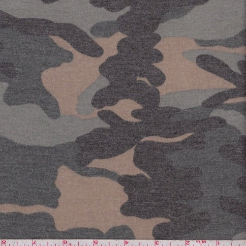 1 3/4 YD PC-Forest/Bark/Sage Camo Jersey Knit Fabric