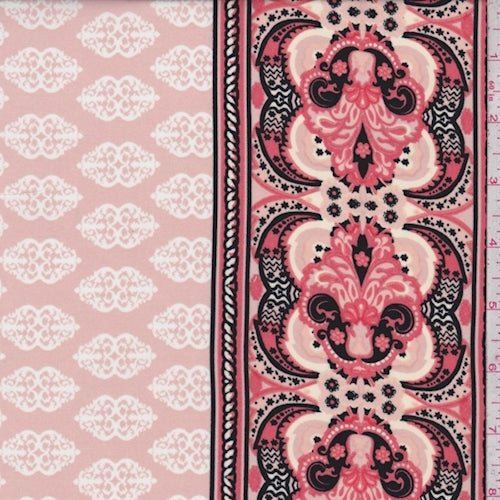 Clay Pink/Coral Scroll Medallion Challis Fabric