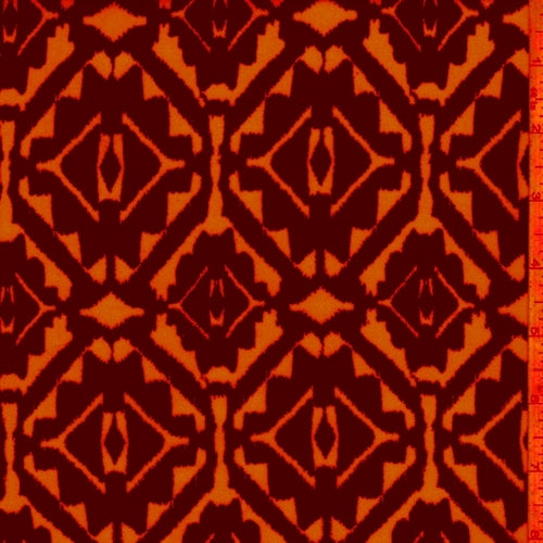 Day Glo Orange/Indigo Inca Diamond Challis Fabric