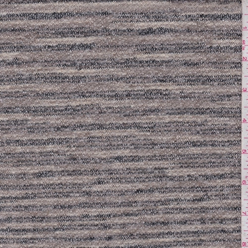 Taupe/Black/Tan Stripe French Terry Knit Fabric
