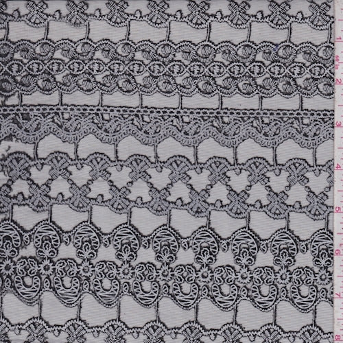 Black/White Deco Stripe Micro Mesh Fabric