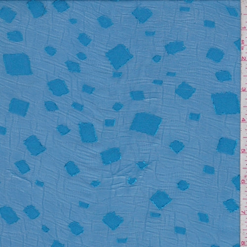 Caribbean Blue Tossed Diamond Jacquard Crinkle Chiffon Fabric