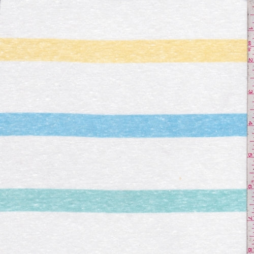 1 YD PC-White Multi Stripe Slub Jersey Knit Fabric