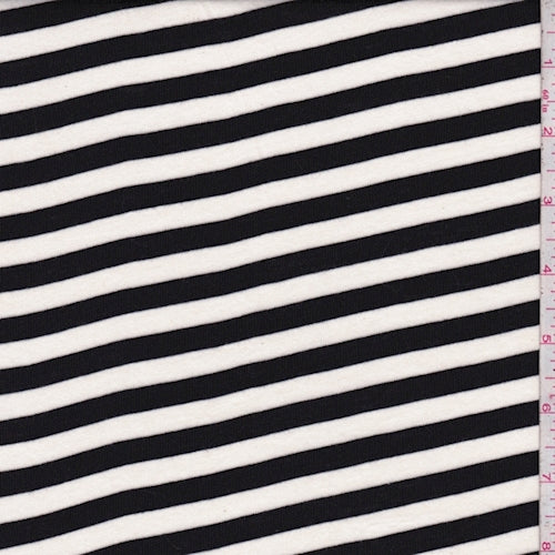 2 YD PC-Ivory/Black Stripe Rayon Jersey Knit Fabric