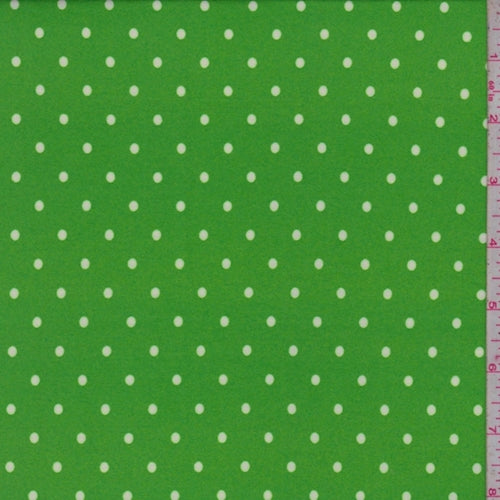 1 1/2 YD PC-Green/White Dot Double Brushed Jersey Knit Fabric