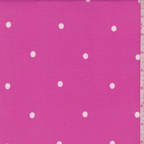 Vibrant Pink/White Dot Double Brushed Jersey Knit Fabric