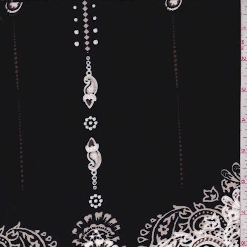 ITY Black/Tan Stylized Floral Jersey Knit Fabric