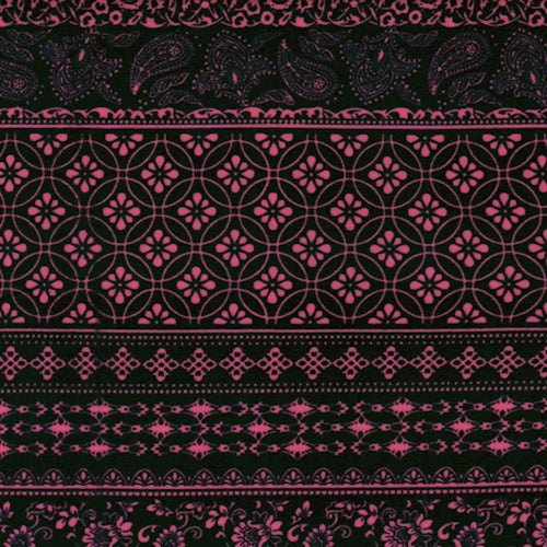 Dark Ink/Pink Deco Stripe Double Brushed Jersey Knit Fabric