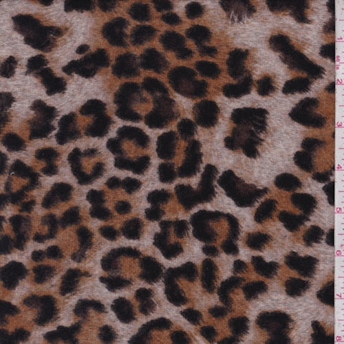 Taupe/Harvest Brown Leopard Brushed Sweater Jersey Knit Fabric