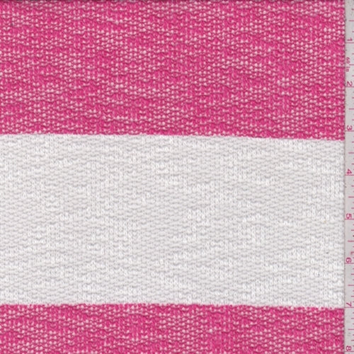 Hot Pink/White Stripe Sweater Knit Fabric