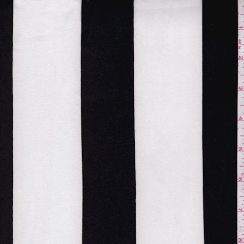 Black/Ivory Stripe Double Brushed Jersey Knit Fabric