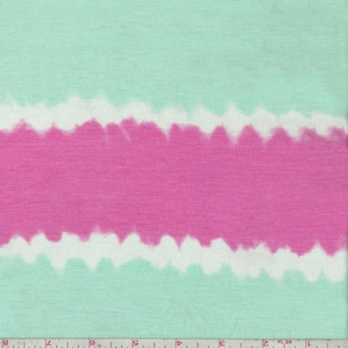 Pink/Mint/White Ribbon Stripe Jersey Knit Fabric