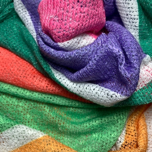Lilac/Emerald/Pink Multi Stripe Sweater Knit Fabric