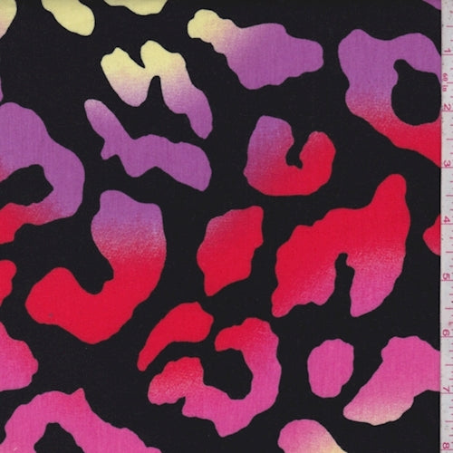 Black/Red/Fuchsia Multi Cheetah Jersey Knit Fabric