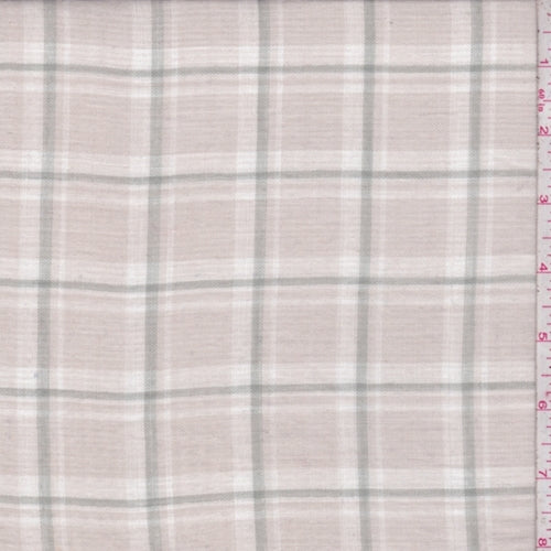 Pale Taupe/Sage Plaid Double Cotton Gauze Fabric