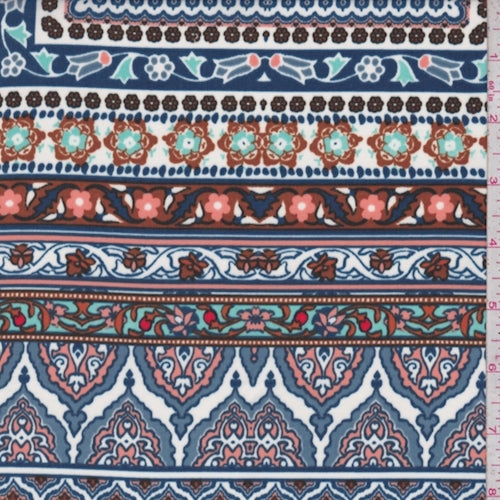 Cloud Blue/Peach Multi Deco Tile Peachskin Fabric