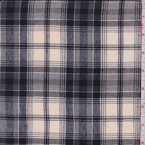 Ivory/Onyx Plaid Twill Shirting Fabric