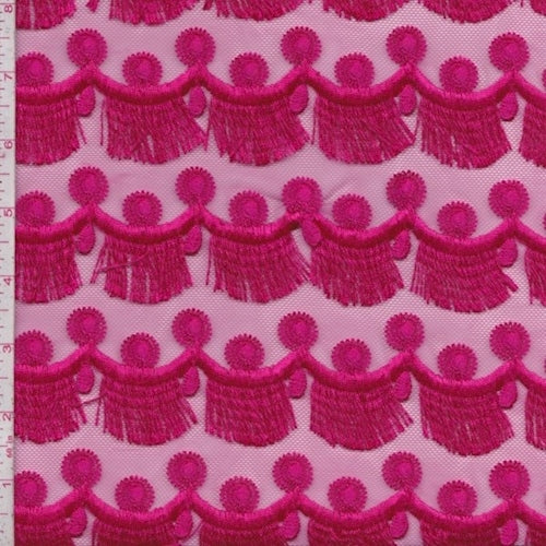 Hot Pink Fringe Swag Mesh/Tulle Fabric