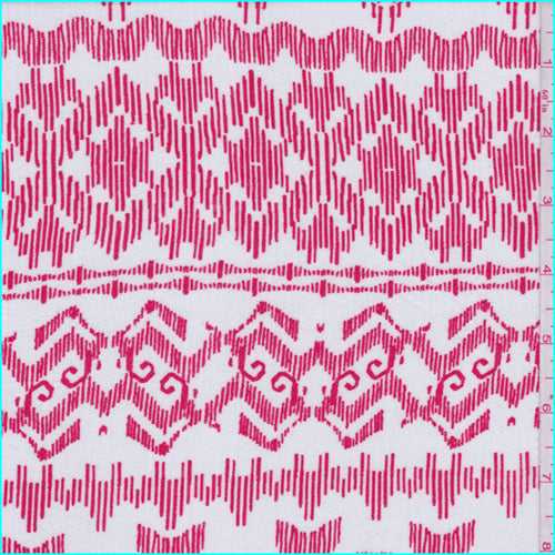 White/Bright Red Sketch Stripe Rayon Crepon Fabric