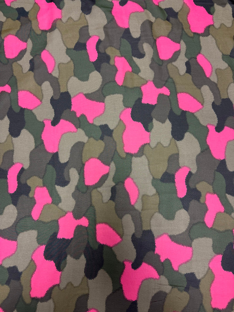 Olive/Taupe/Pink Abstract Camo Chiffon Fabric