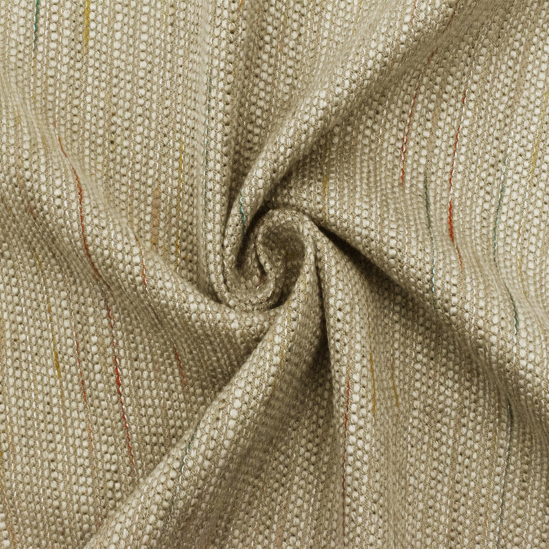 Beige-Green-Multi Slubbed Stripe Textured Woven Jacketing Fabric
