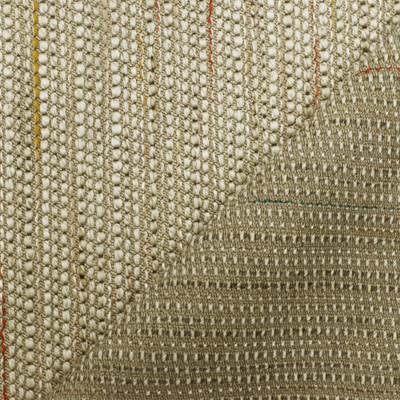 Beige-Green-Multi Slubbed Stripe Textured Woven Jacketing Fabric