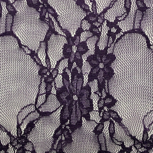 4 YD PC-Deep Purple Floral Stretch Lace Fabric
