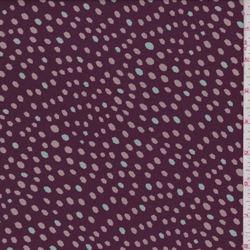 Plum Hexagon Crepe Georgette Fabric