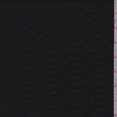 2 3/4 YD PC-Black Geo Quilted Knit Fabric