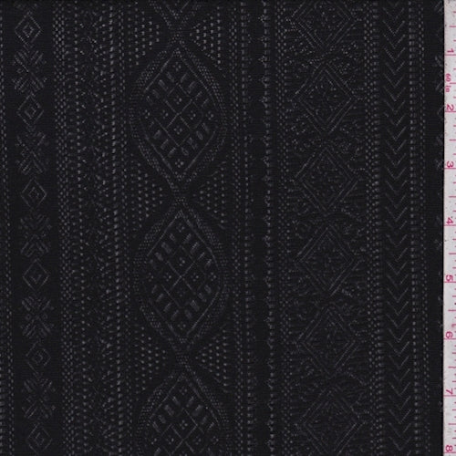 Black Jacquard Deco Stripe Jersey Knit Fabric