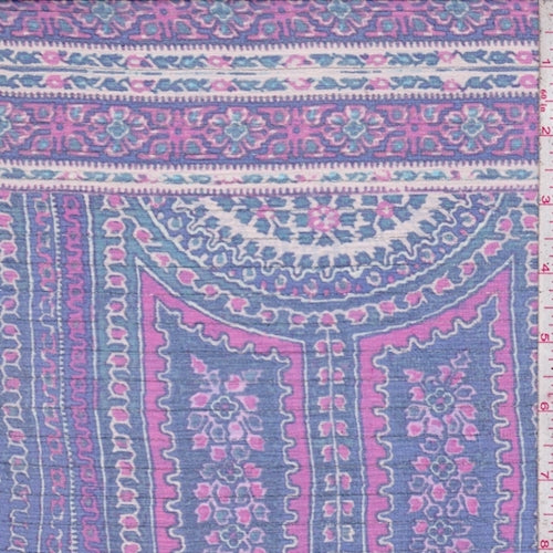 Cobalt/Fuchsia Medallion Silk Chiffon Fabric