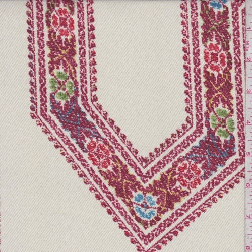2 3/4 YD PC-Straw/Brick Moroccan Tile Crepe Georgette Fabric